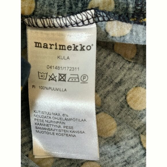 Marimekko Size XS Blue Yellow Polka Dot Shift Dress Pockets Minimalist Mod Retro - Picture 7 of 9